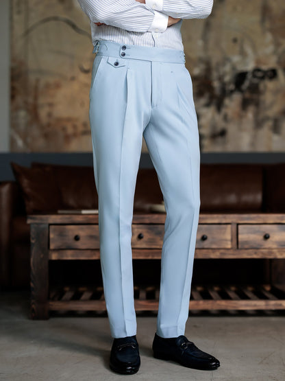 London Sky-Blue High Waist Slim-Fit Pants VIOSSI
