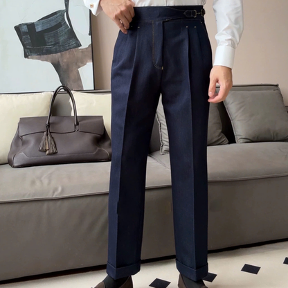Gurkha Double-Pleat Denim Trousers - BRABION