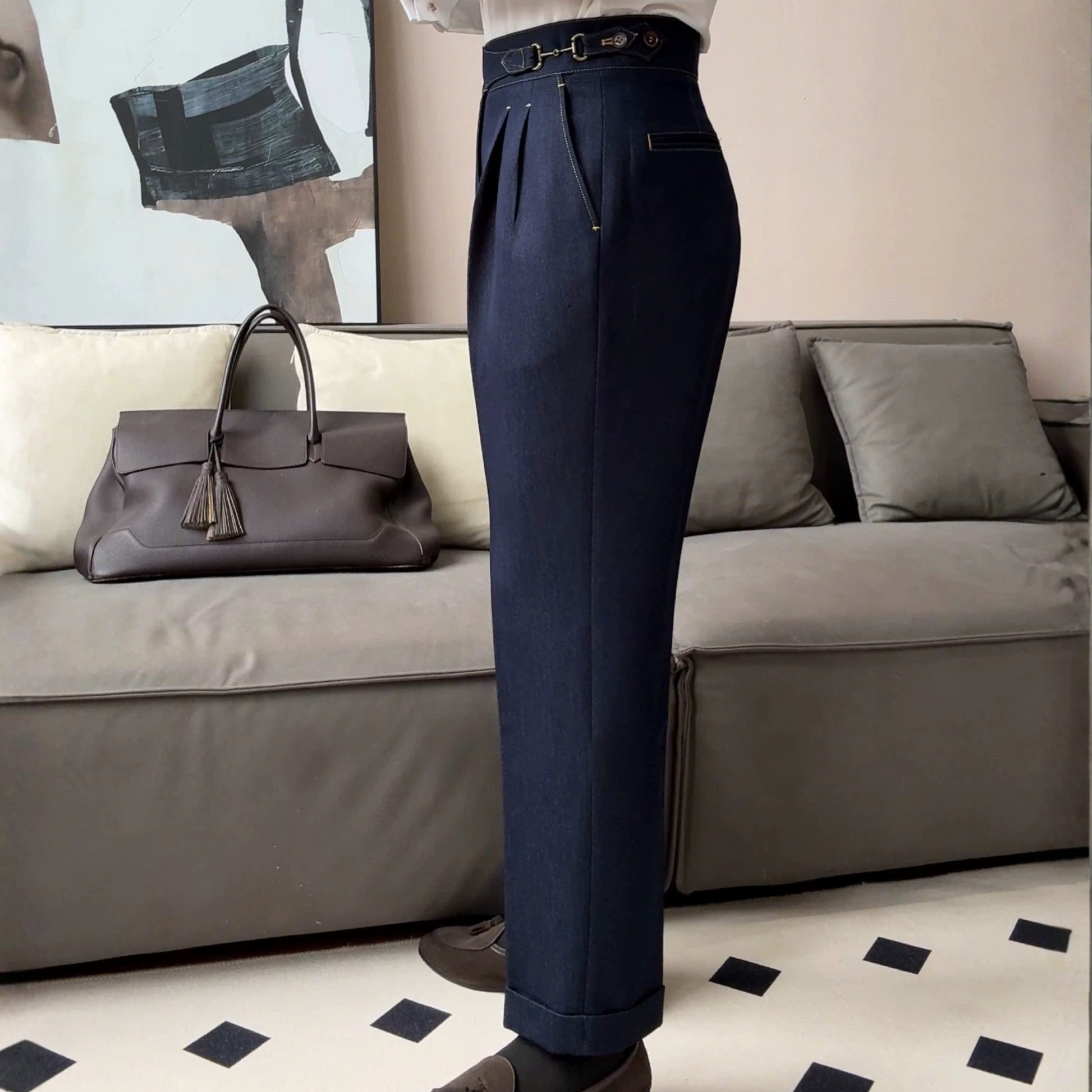 Gurkha Double-Pleat Denim Trousers - BRABION