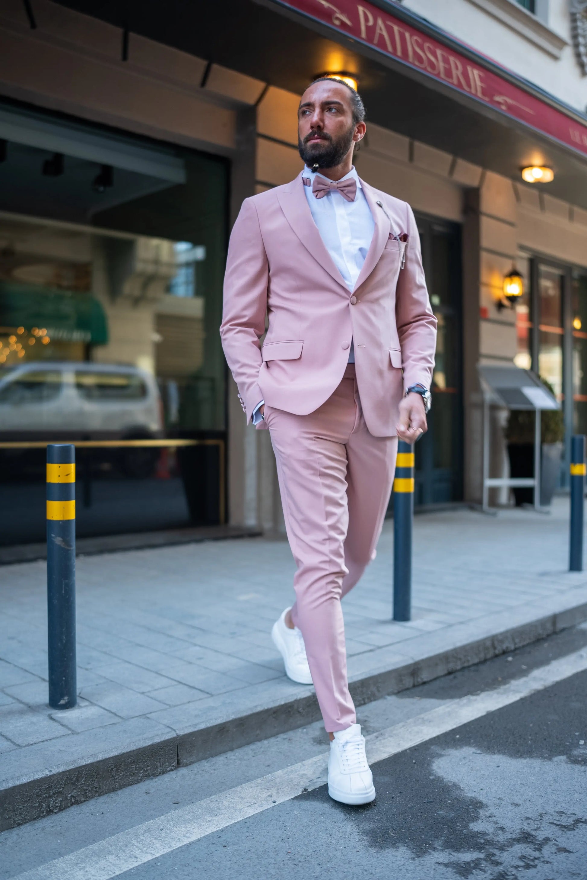 Brabion Massimo Pink Slim Fit Peak Lapel Tuxedo - BRABION