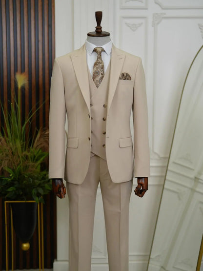 Brabion Aston Cream Slim Fit 3 Piece Suit brabion