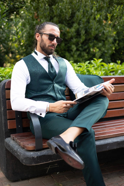 Brabion Amadeo Green Slim Fit Peak Lapel Groom Tuxedo - BRABION