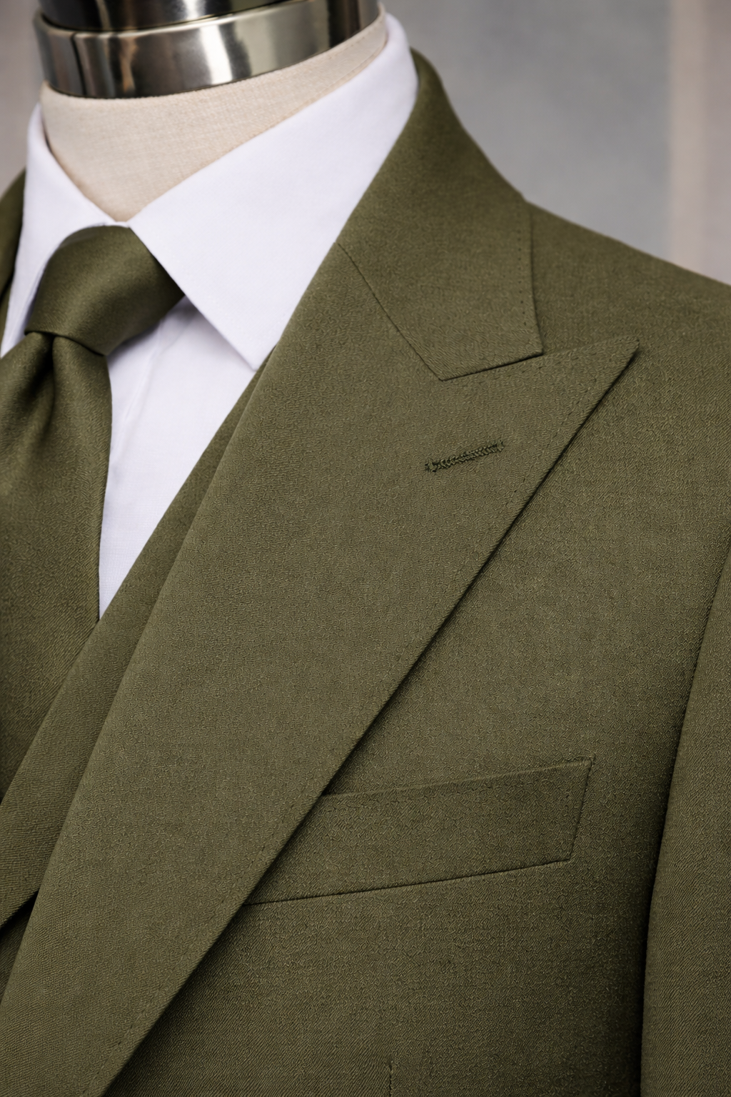Khaki Slim-Fit Suit 3-Piece - BRABION
