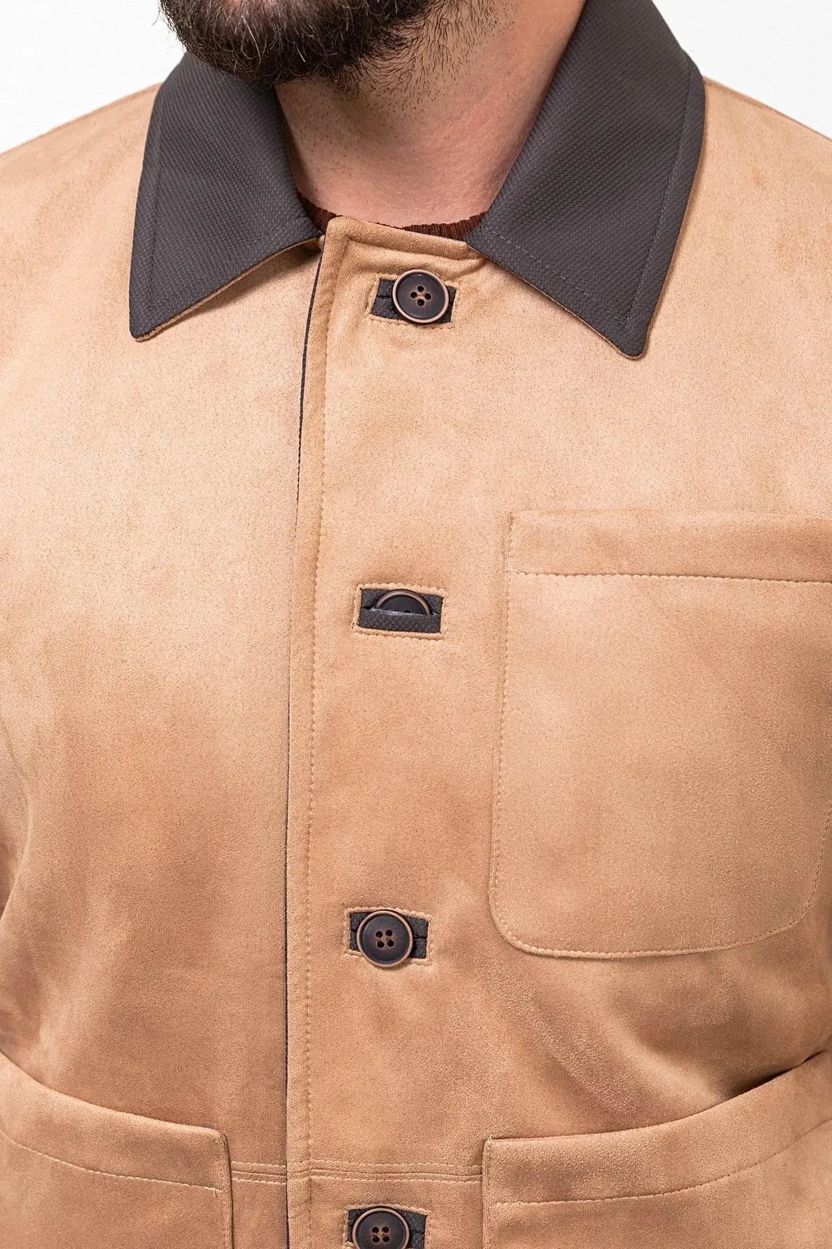 Bojoni Capena Beige Suede Slim Fit Jacket