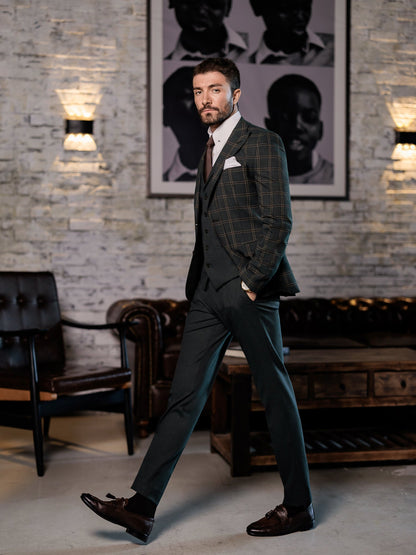 Green Plaid Slim-Fit Suit 3-Piece VIOSSI