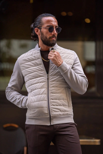 Brabion Beige Slim Fit Zipper Coat - Sophistication and Comfort Combined - BRABION