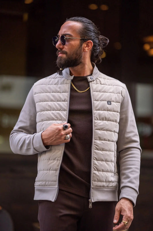Brabion Beige Slim Fit Zipper Coat - Sophistication and Comfort Combined - BRABION
