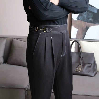 Gurkha Double-Pleat Denim Trousers - BRABION