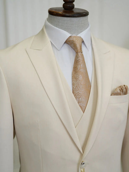 Brabion Aston Beige Slim Fit 3 Piece Suit - Elegance for Every Occasion - BRABION