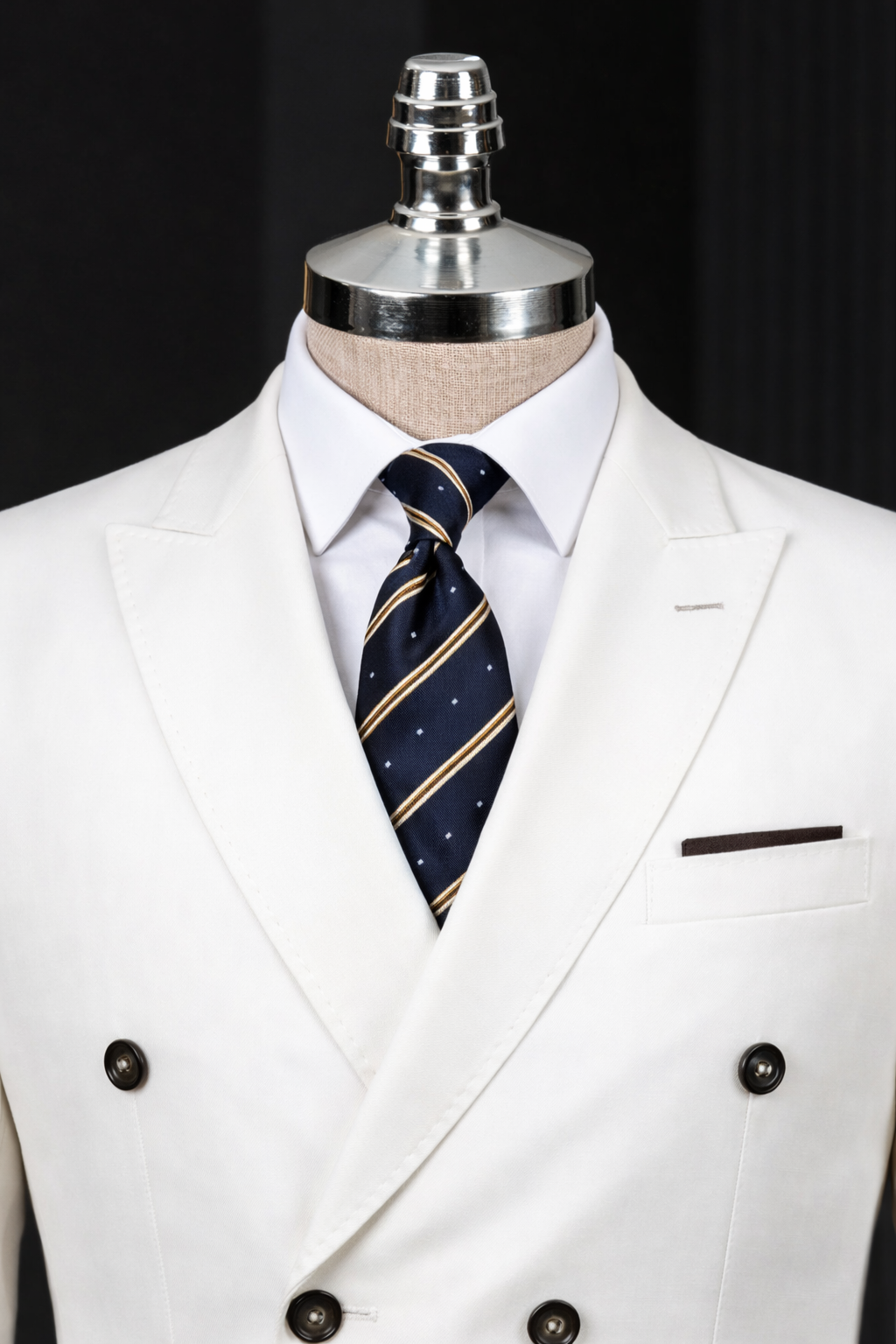 White Double Breasted Suit 2-Piece - BRABION