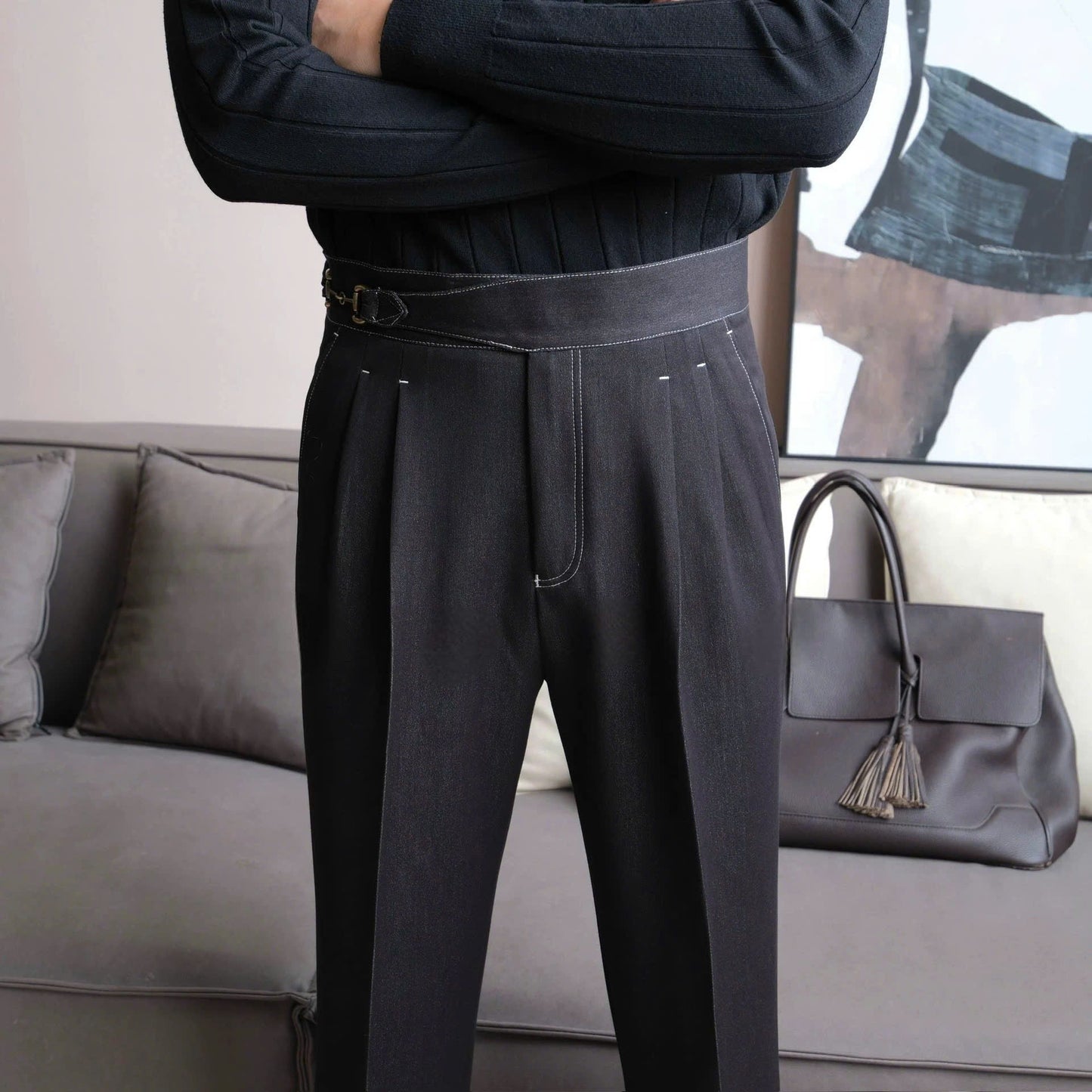 Gurkha Double-Pleat Denim Trousers - BRABION