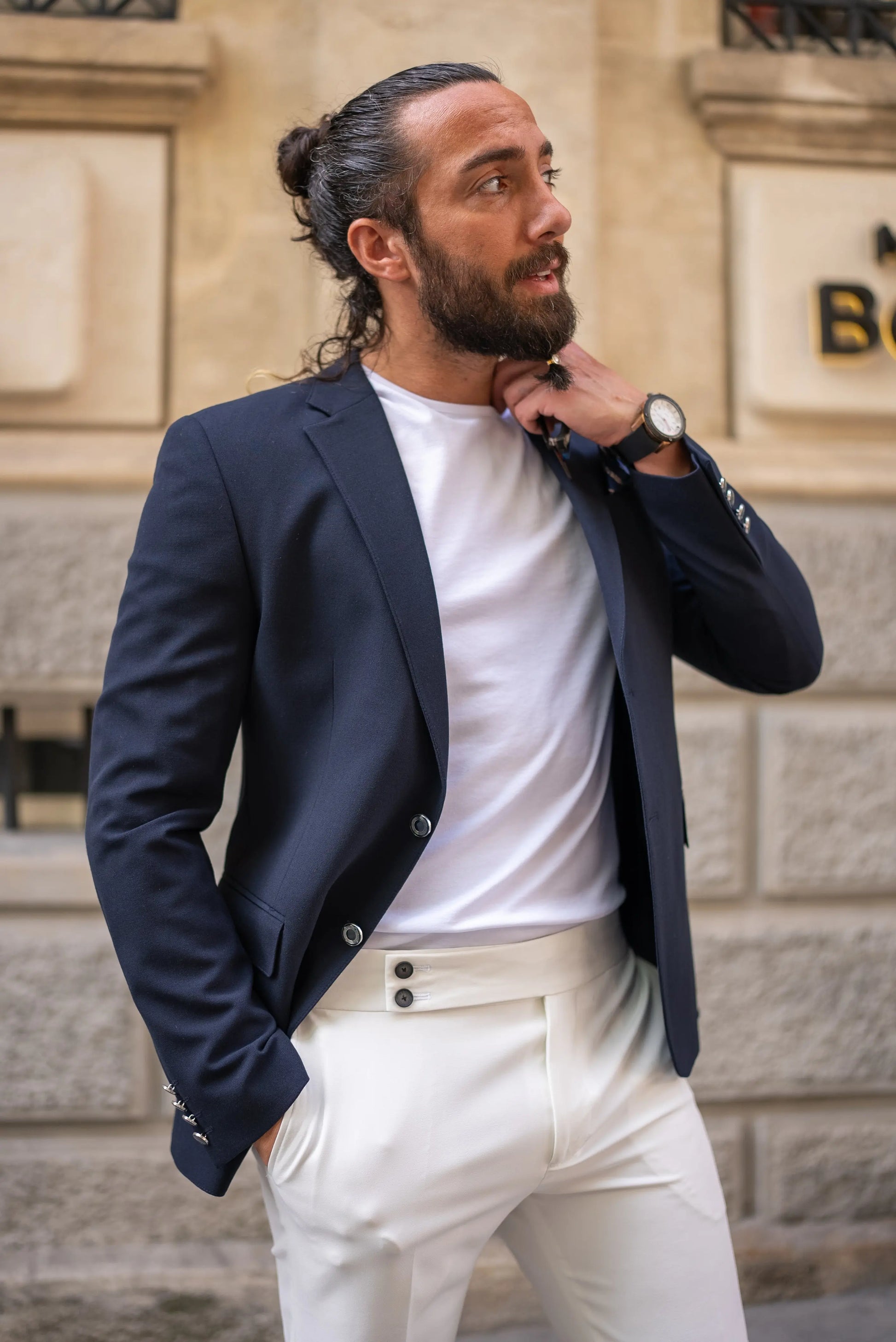 Brabion Massimo Navy Blue Slim Fit Notch Lapel Blazer - BRABION