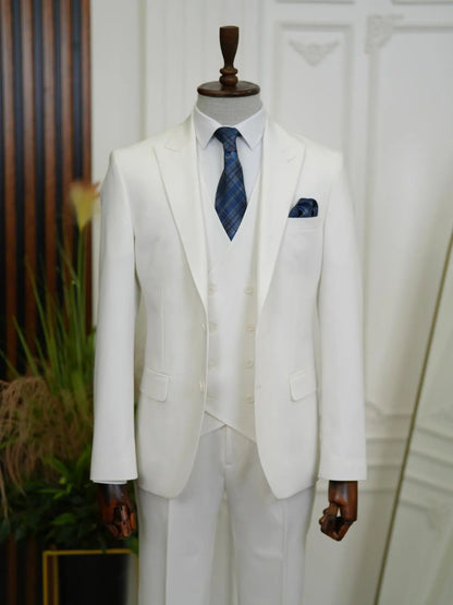 Brabion Aston White Slim Fit 3 Piece Suit brabion