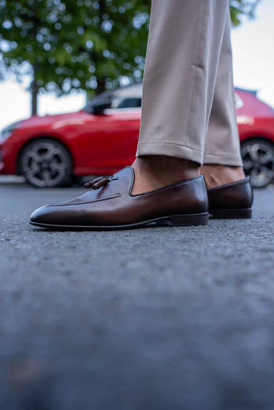 Brabion Bravo Brown Tassel Loafers - Elegant Leather Footwear - BRABION