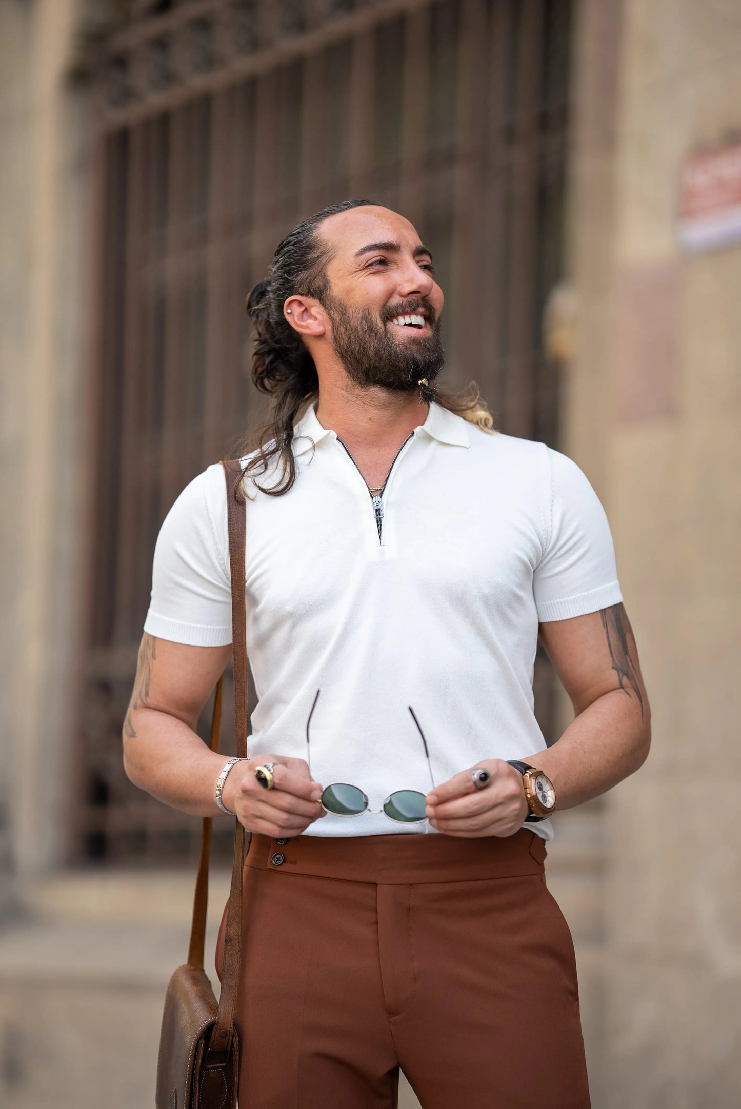 Brabion Tauris White Slim Fit Zippers Polo Shirt: The Epitome of Versatile Style - BRABION