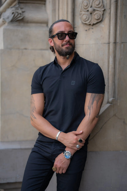 Brabion Alonso Black Slim Fit Polo T-Shirt - BRABION