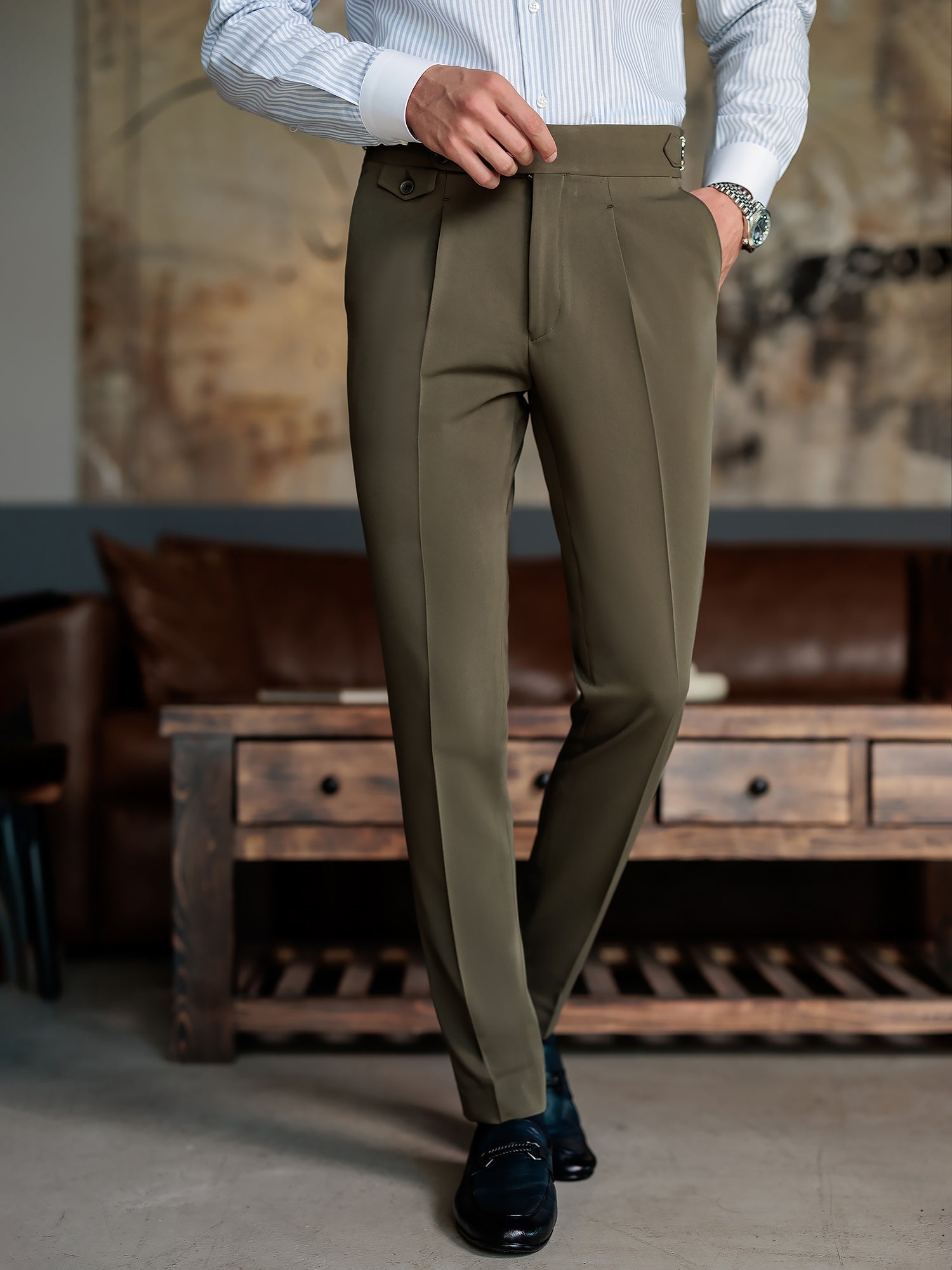 Khaki Double Breasted Suit 2-Piece VIOSSI