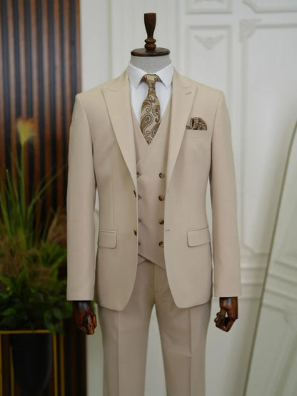 Brabion Aston Cream Slim Fit 3 Piece Suit brabion