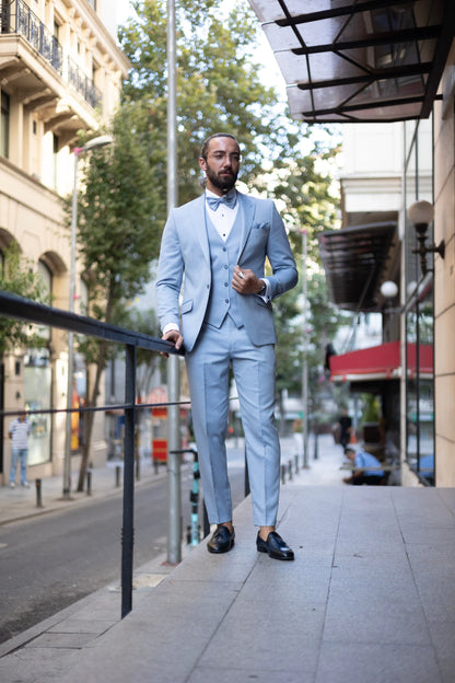 Brabion Amadeo Ice Blue Slim Fit Peak Lapel Tuxedo - BRABION