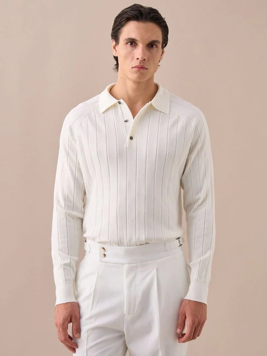 Men’s Ribbed Knit Polo Sweater - BRABION