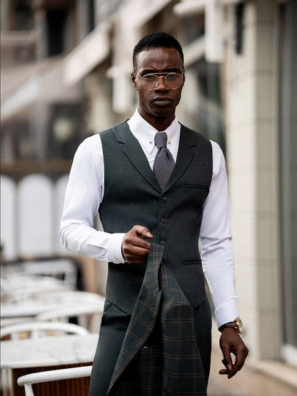 Green Plaid Slim-Fit Suit 3-Piece VIOSSI