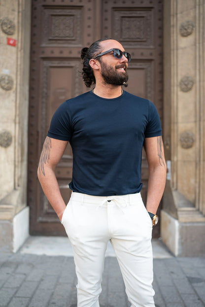 Brabion Maison White Slim Fit Pants: Versatile Elegance for Every Occasion - BRABION