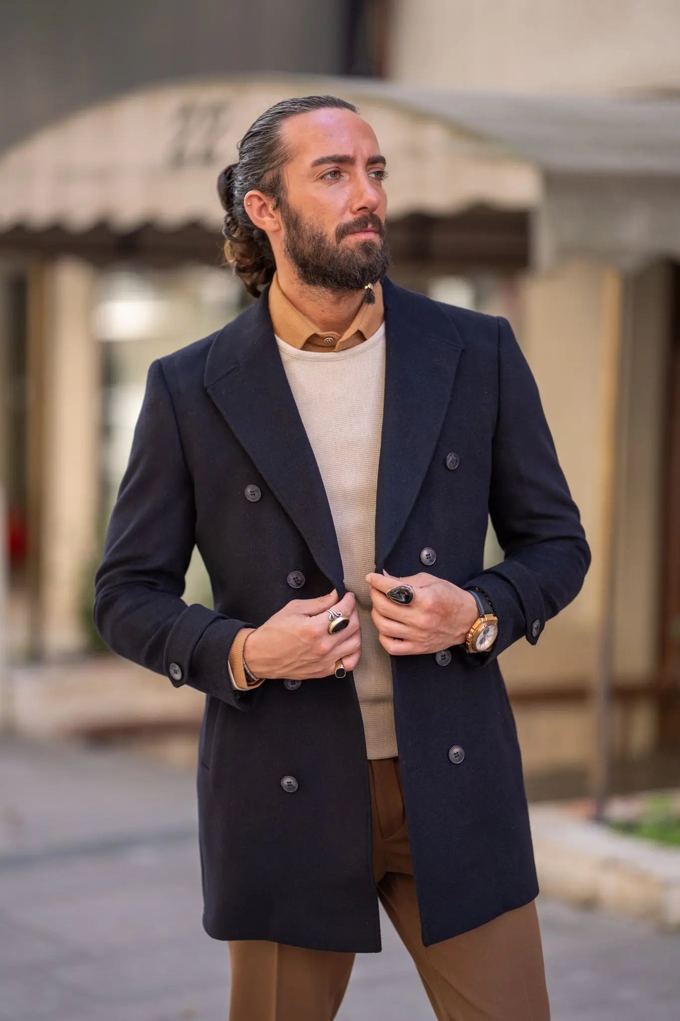Brabion Black Slim Fit Long Coat: Elegant Versatility for Every Occasion - BRABION