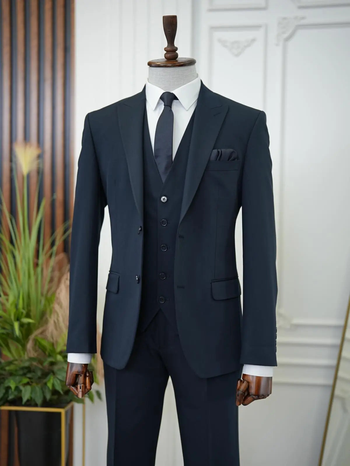 Brabion Aston Navy Blue Slim Fit 3 Piece Suit brabion