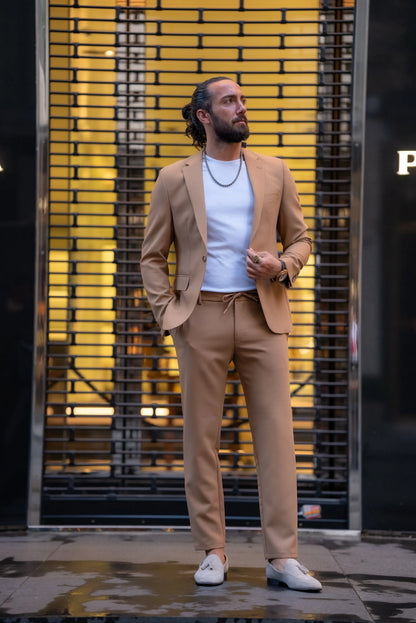 Brabion Alonso Camel Slim Fit Notch Lapel 2 Piece Suit brabion