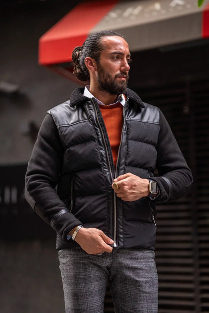 Paris Black Slim Fit Zipper Wool Coat - BRABION