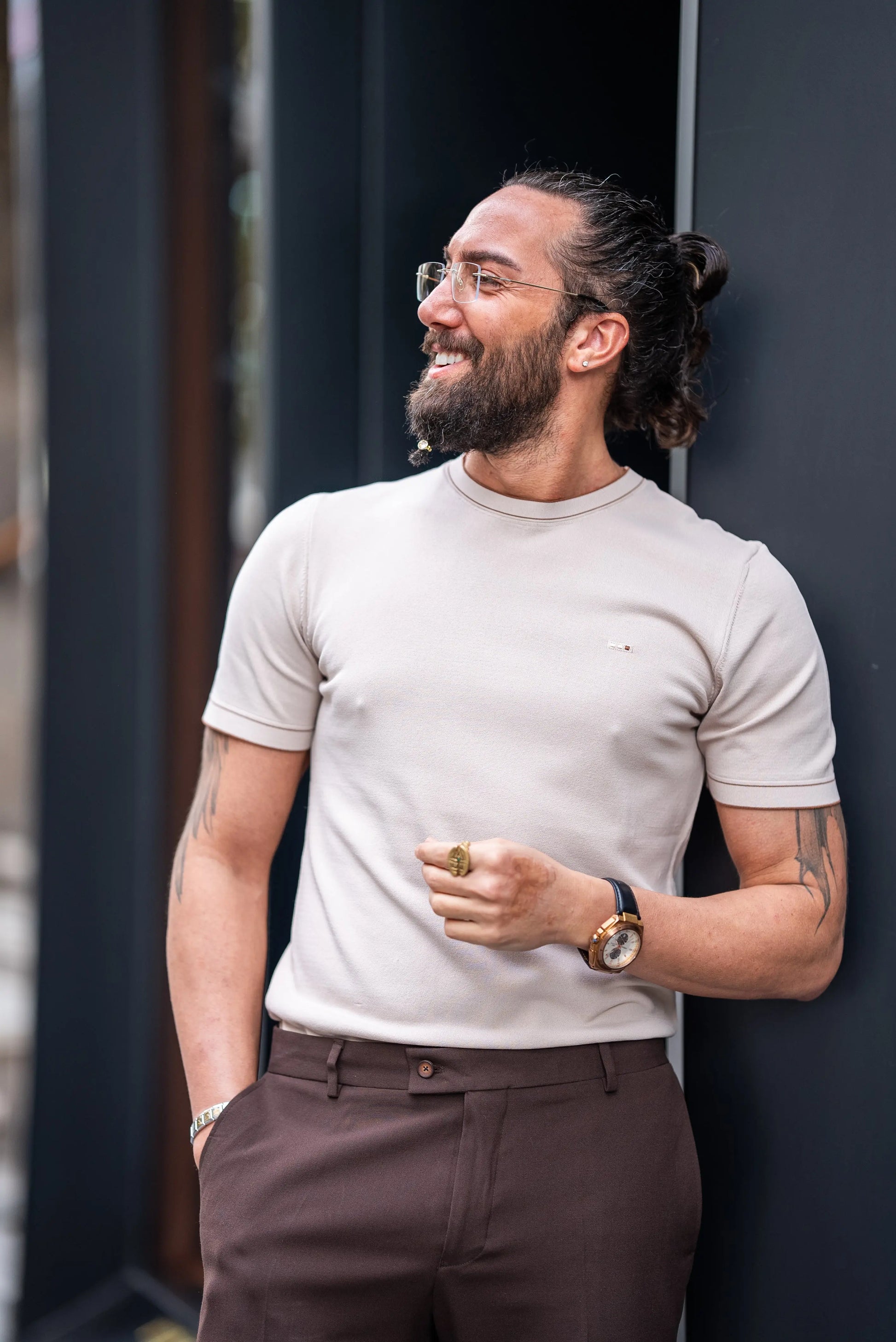Brabion Crete Beige Slim Fit T-Shirt - BRABION