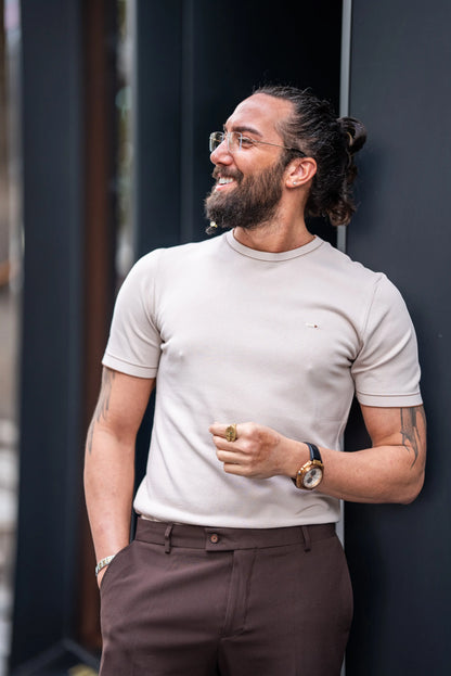 Brabion Crete Beige Slim Fit T-Shirt - BRABION