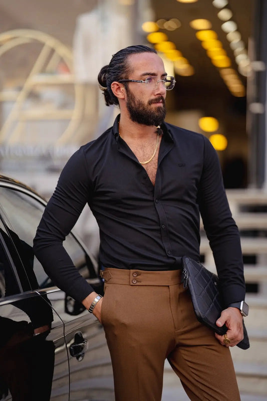 Brabion Ardean Black Lycra Long Sleeve Shirt for Men - BRABION