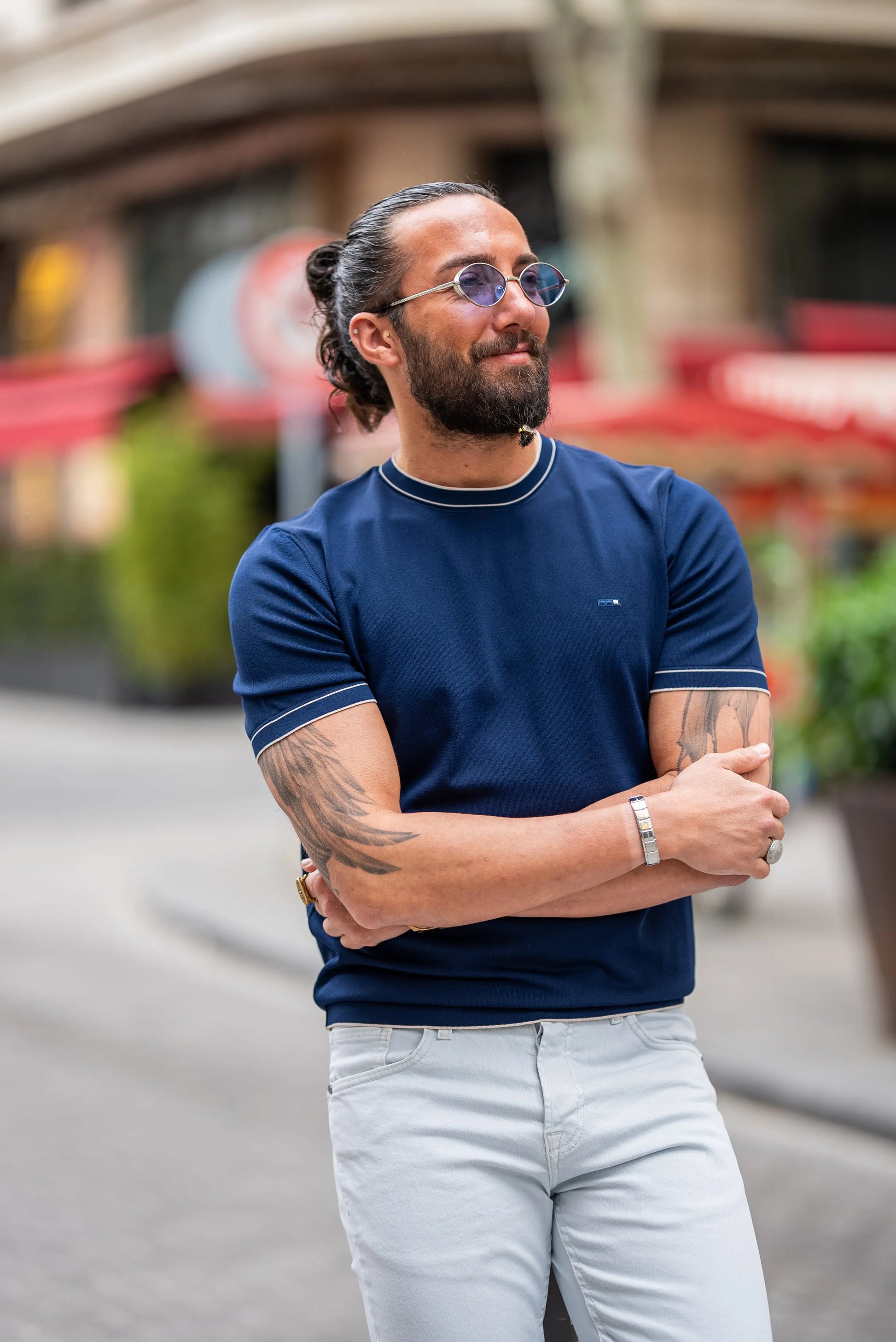Brabion Crete Navy Blue Slim Fit T-Shirt - BRABION
