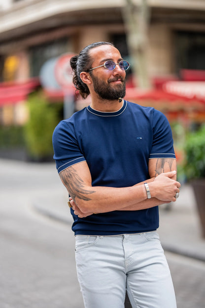 Brabion Crete Navy Blue Slim Fit T-Shirt - BRABION