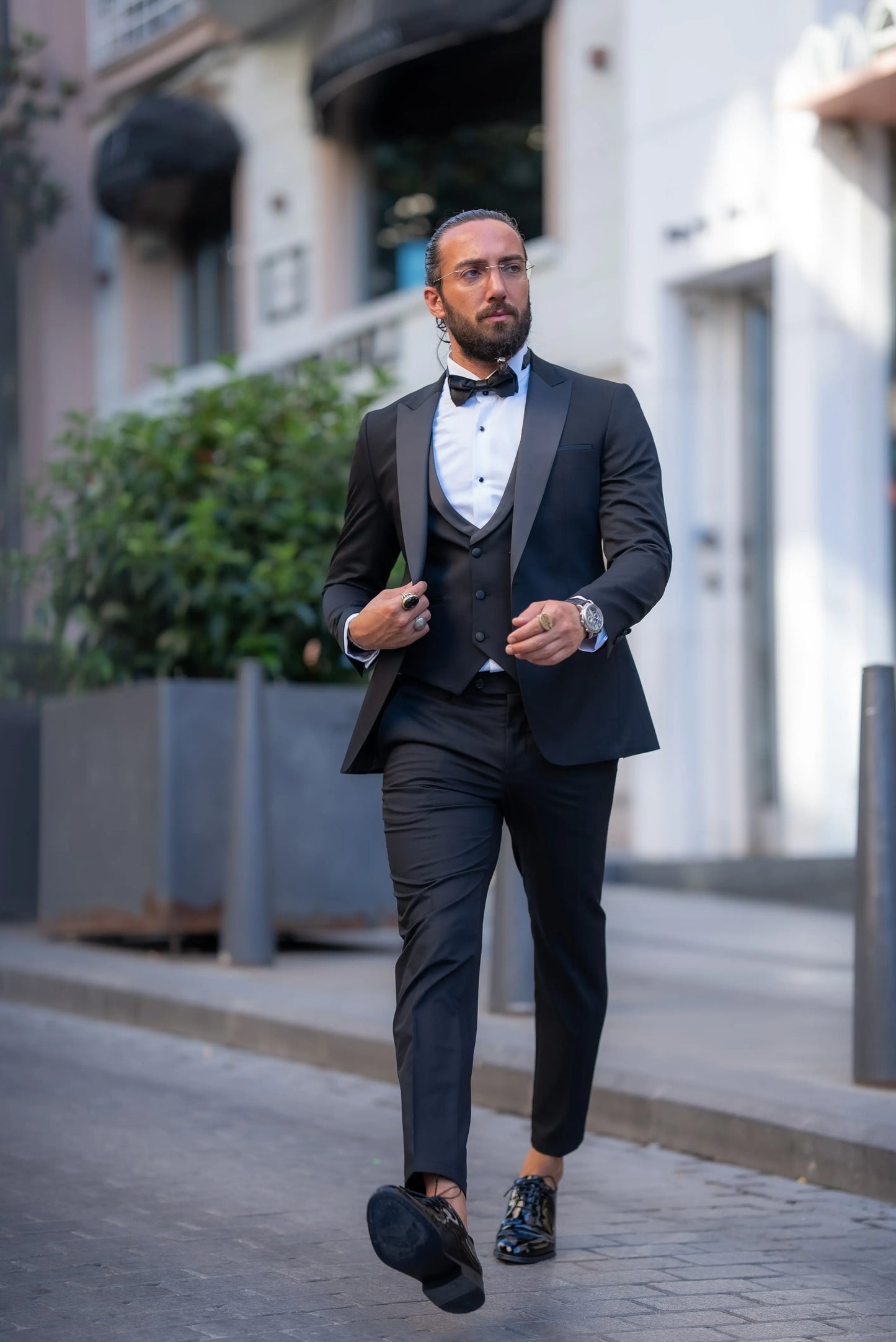 Brabion Alonso Black Slim Fit Peak Lapel Tuxedo – Elevate Your Formal Look - BRABION