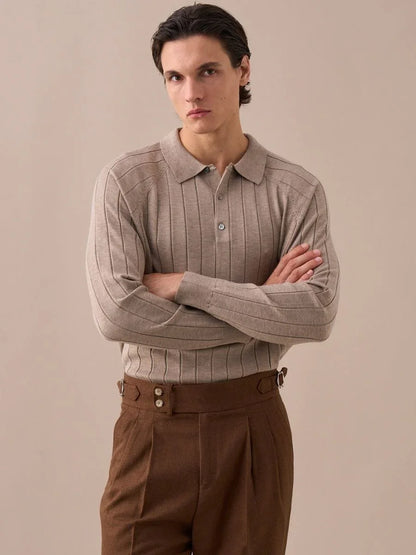 Men’s Ribbed Knit Polo Sweater - BRABION
