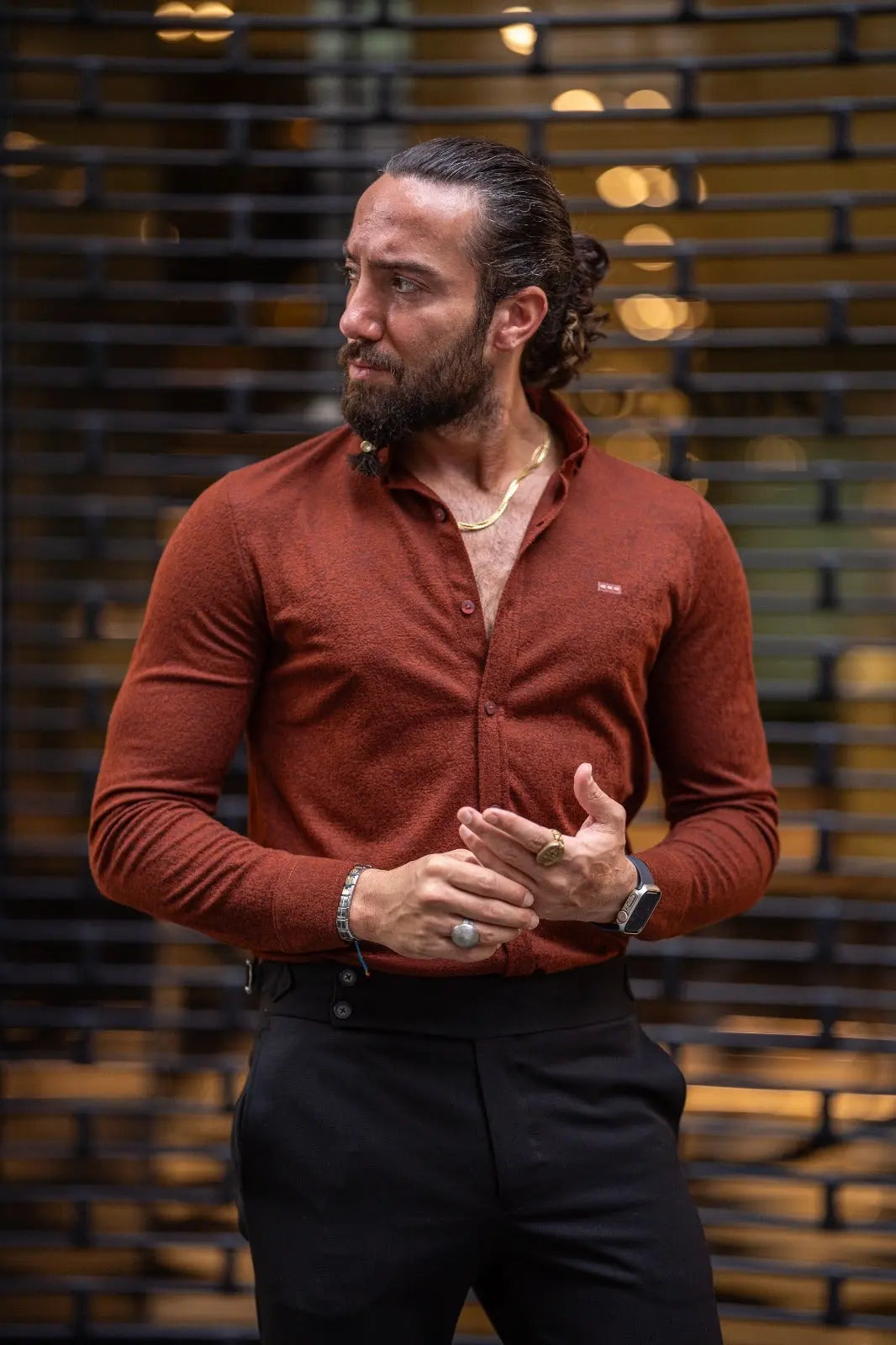 Brabion Ardean Tile Slim Fit Textured Cotton Shirt - Versatile Elegance - BRABION