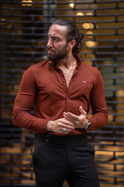Brabion Ardean Tile Slim Fit Textured Cotton Shirt - Versatile Elegance - BRABION