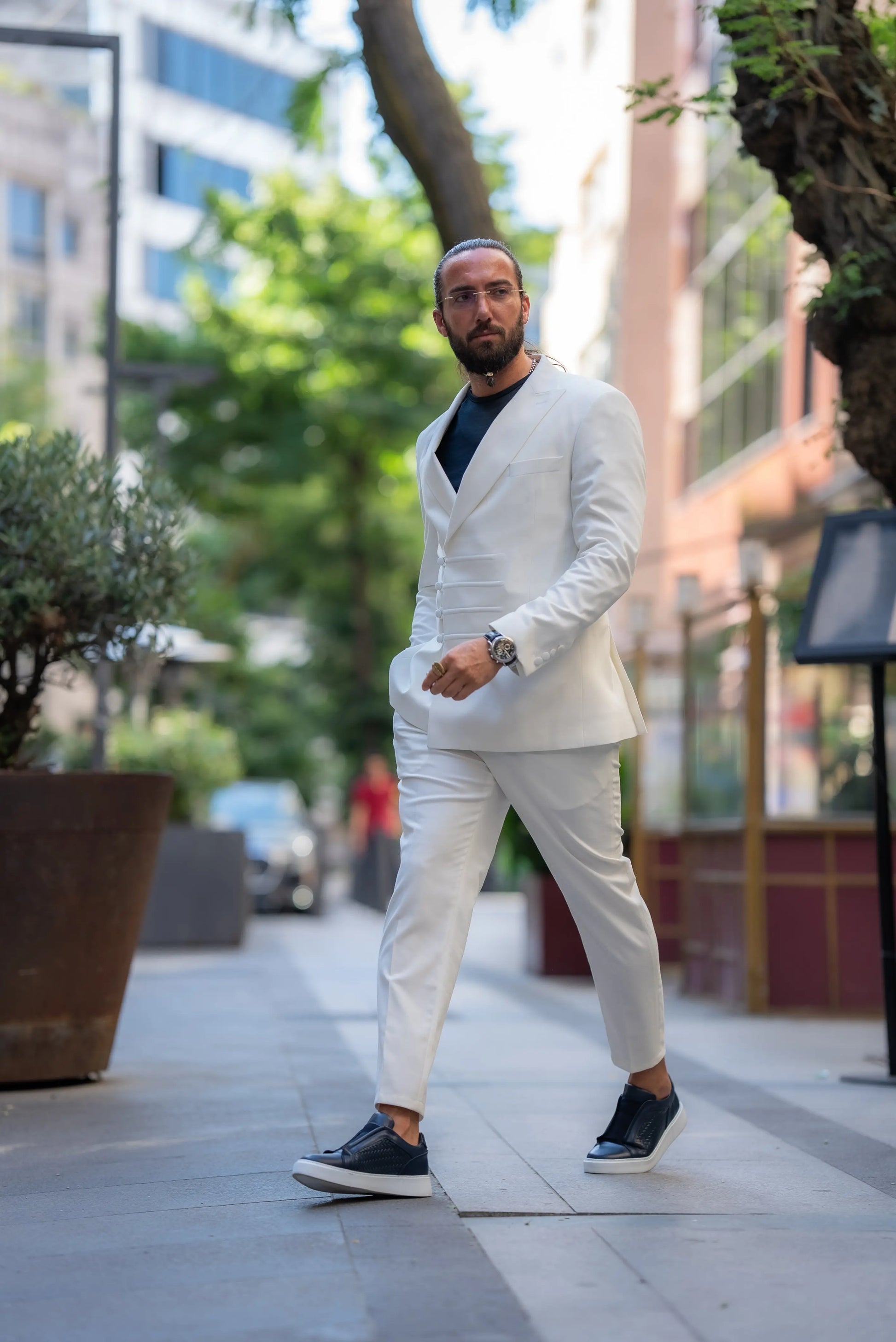 Brabion Alonso White Slim Fit Double Breasted Suit brabion