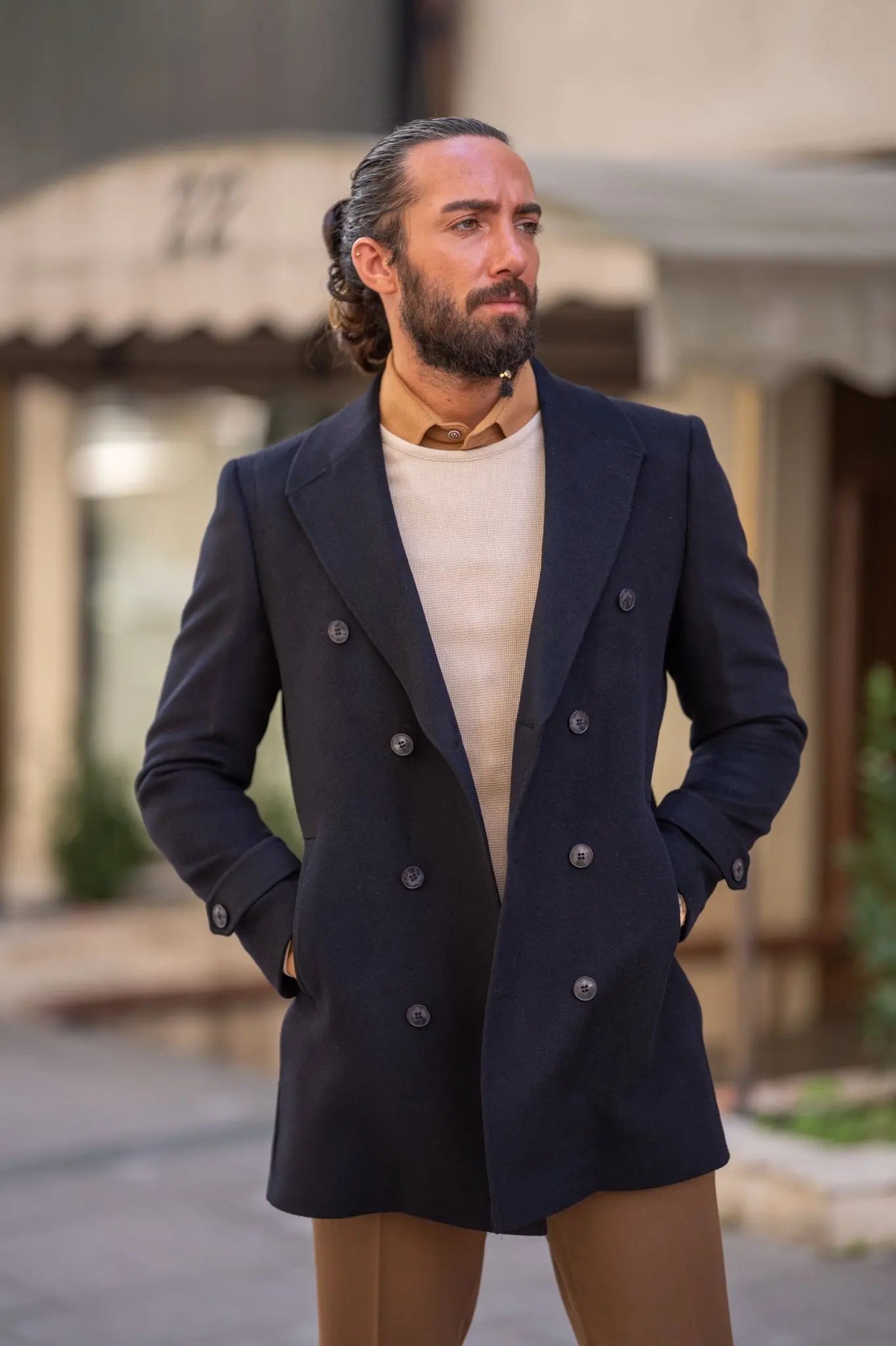 Brabion Black Slim Fit Long Coat: Elegant Versatility for Every Occasion - BRABION