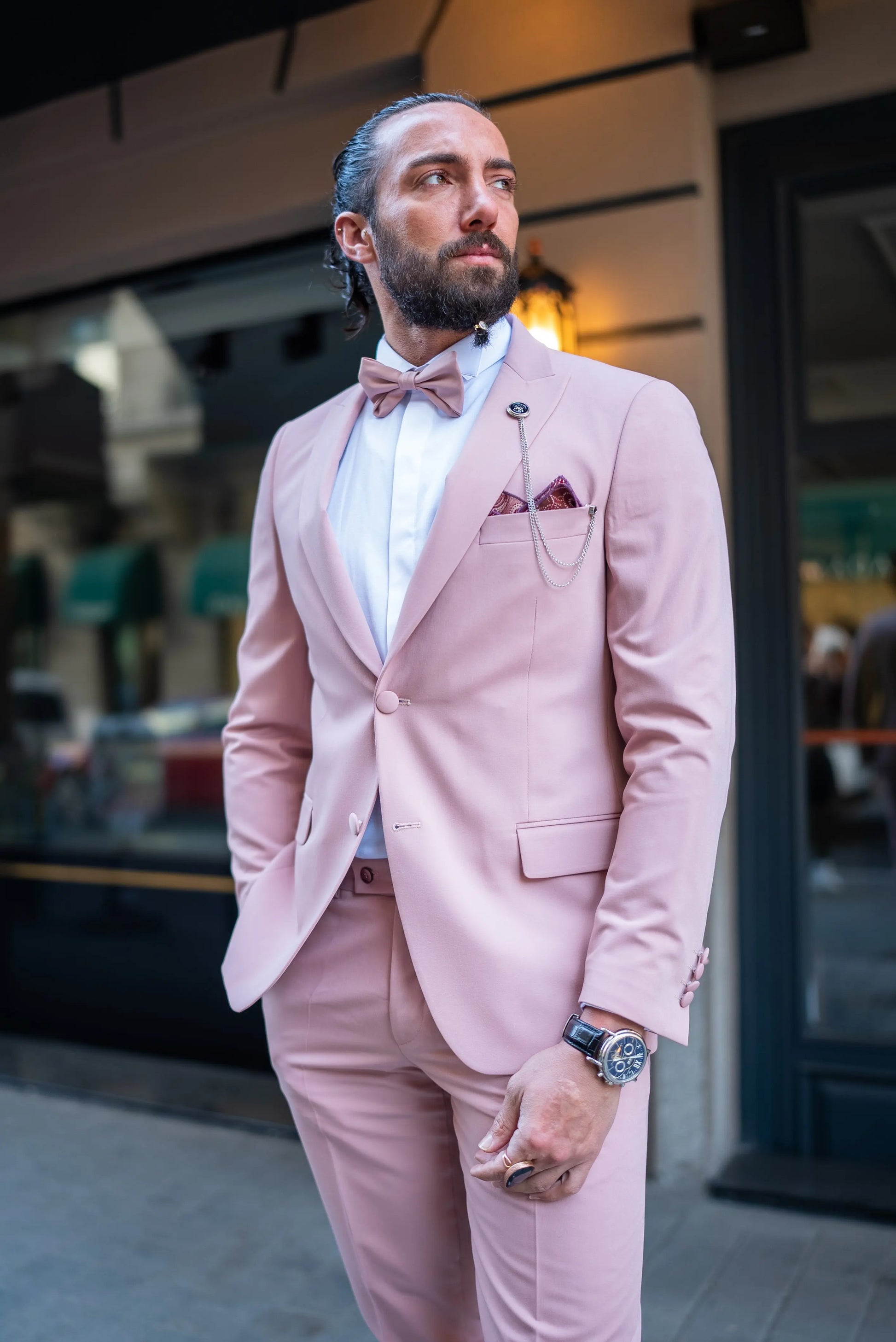 Brabion Massimo Pink Slim Fit Peak Lapel Tuxedo - BRABION