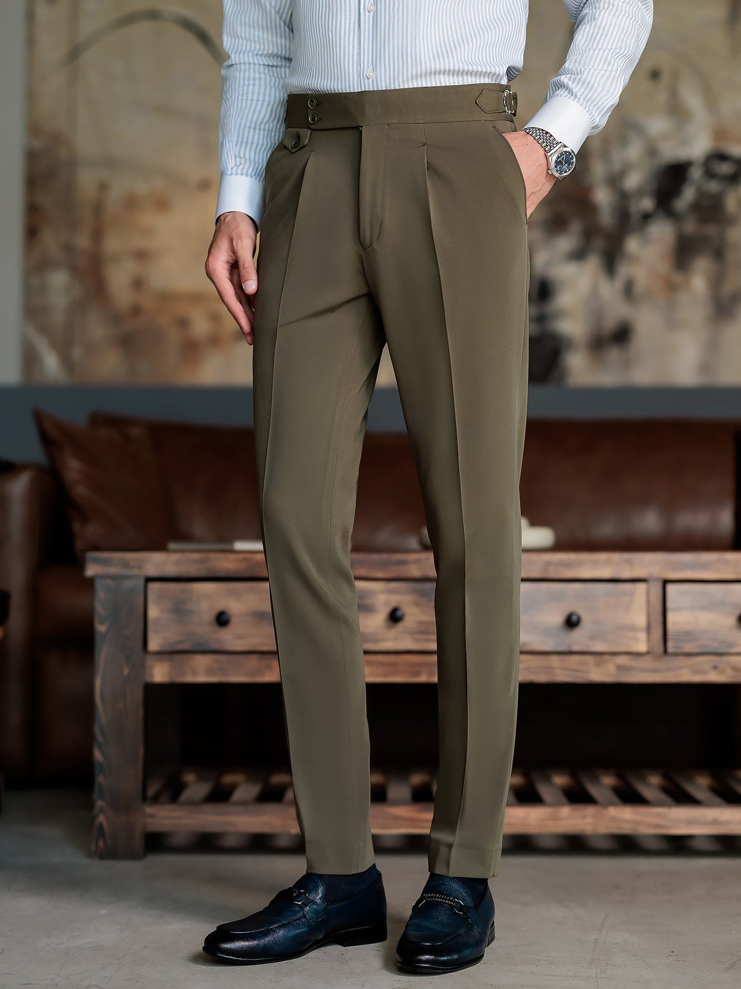 Khaki Double Breasted Suit 2-Piece VIOSSI