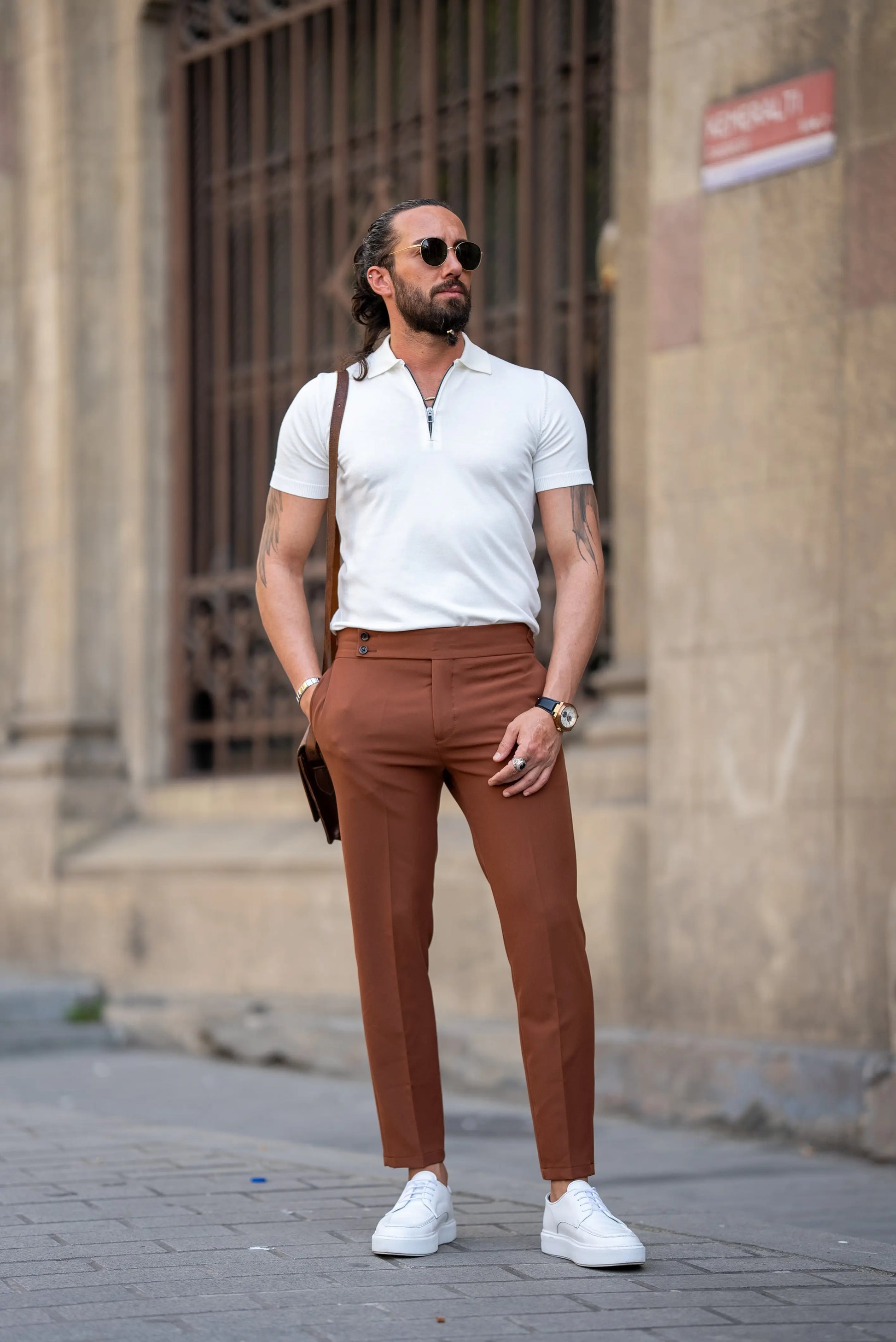 Brabion Tauris White Slim Fit Zippers Polo Shirt: The Epitome of Versatile Style - BRABION