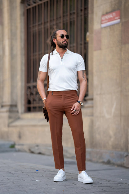 Brabion Tauris White Slim Fit Zippers Polo Shirt: The Epitome of Versatile Style - BRABION