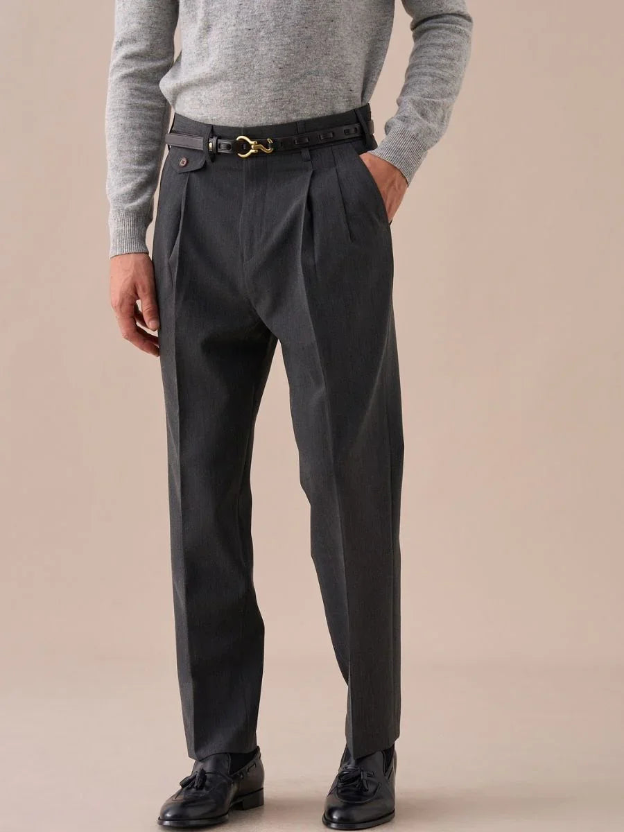 Livorno Double Pleated Belt Loop Pants - BRABION