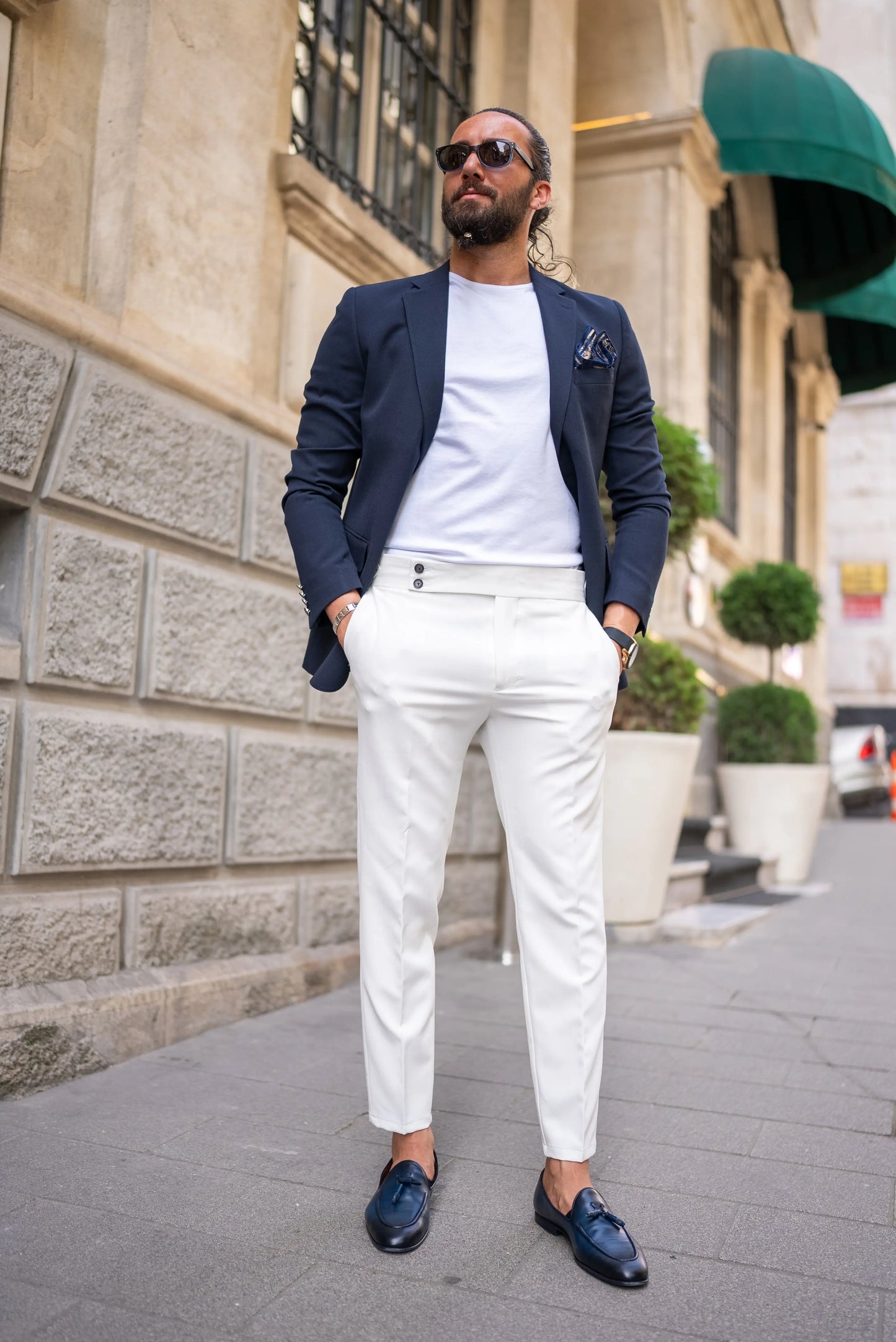 Brabion Massimo Navy Blue Slim Fit Notch Lapel Blazer - BRABION