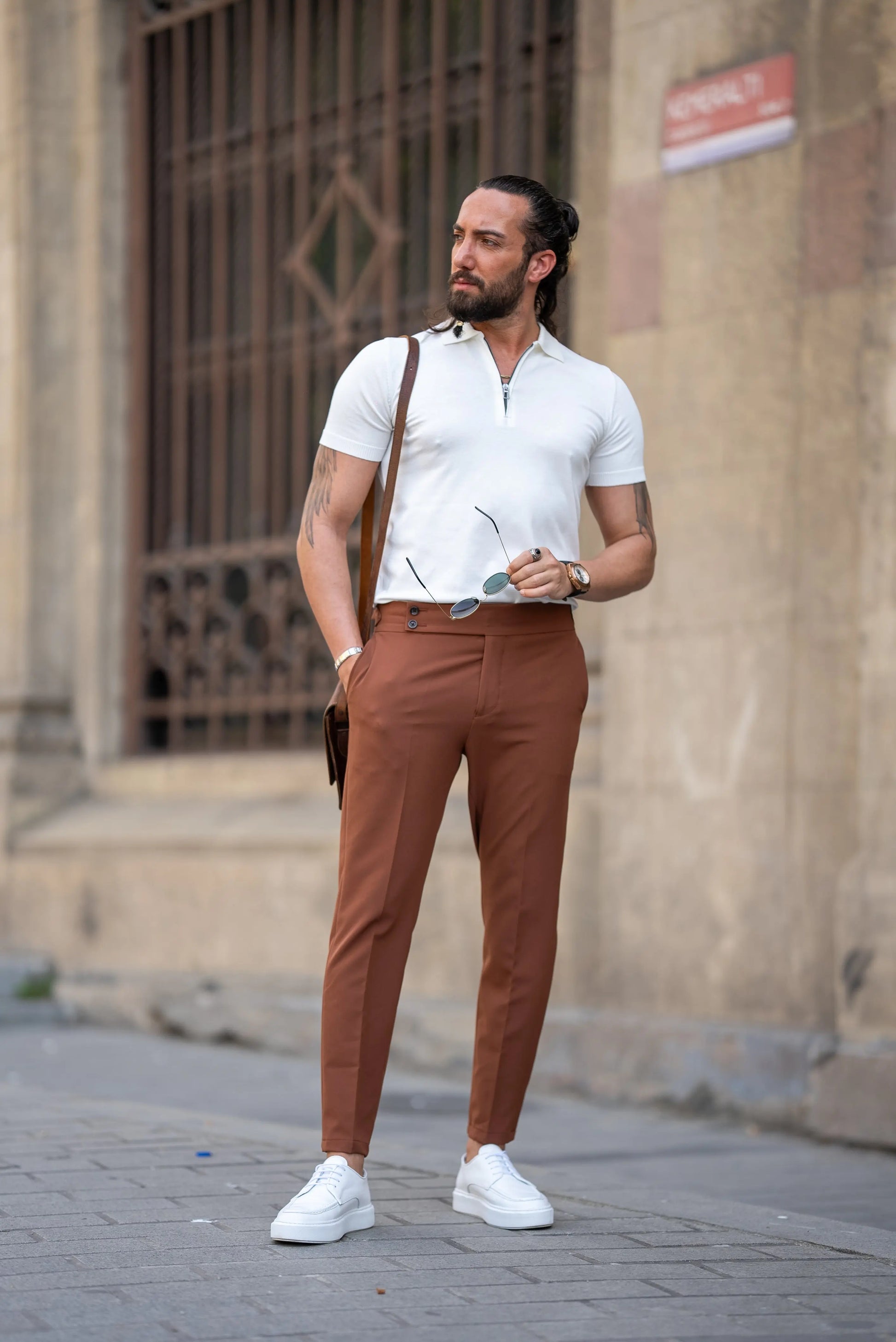Brabion Tauris White Slim Fit Zippers Polo Shirt: The Epitome of Versatile Style - BRABION