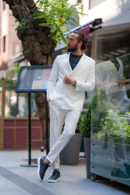 Brabion Alonso White Slim Fit Double Breasted Suit brabion