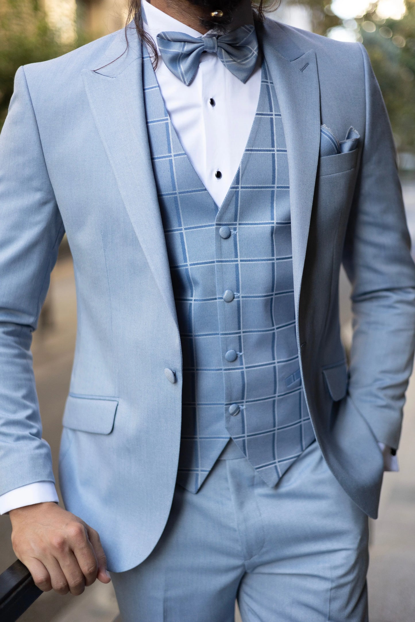 Brabion Amadeo Blue Slim Fit Peak Lapel Tuxedo - BRABION